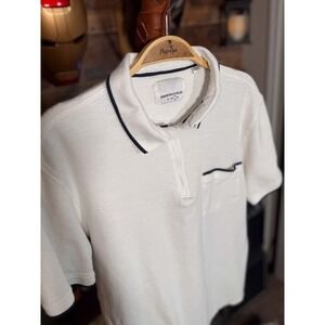 Paper denim & cloth Quarter Zip Polo Large White/Navy PD&C Chest Pocket